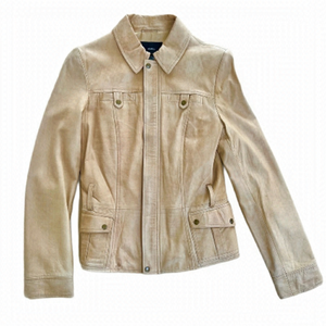Identify Tan Leather Bomber Fall/Spring Jacket - Size 2